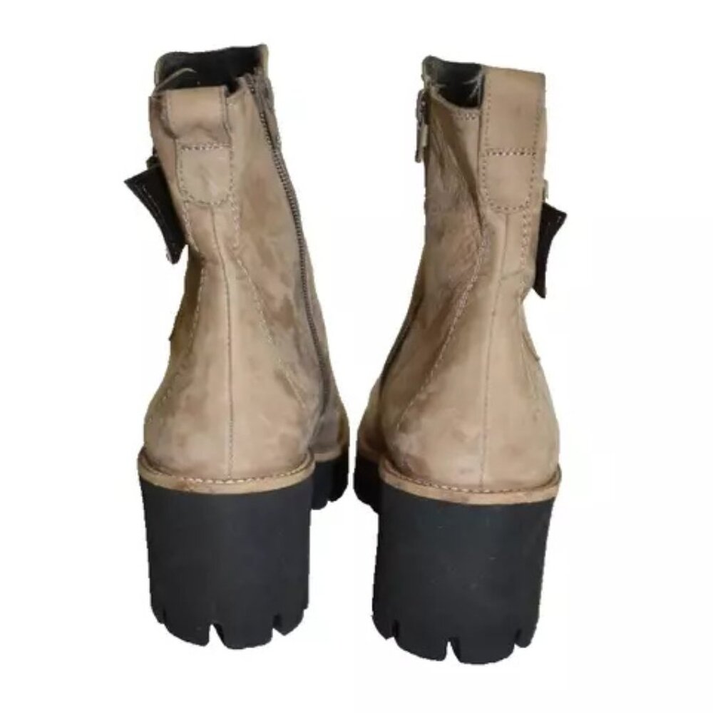 Paul Green Tan and Black Combat Boots - Picture 6 of 7